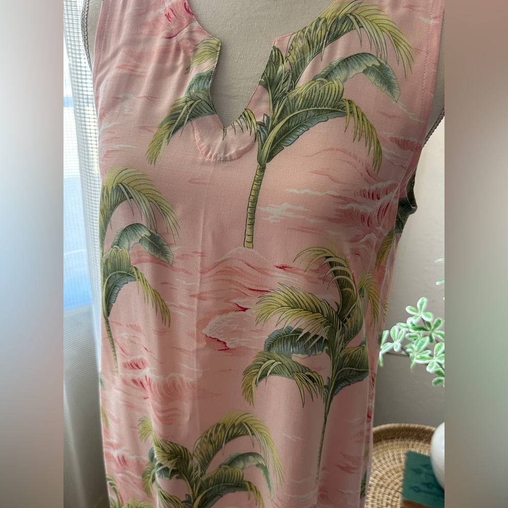 Tropical Pink Palm Midi Dress